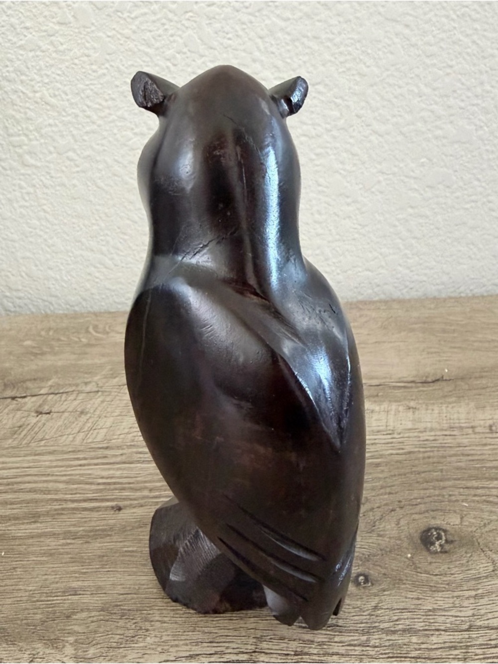 Hand Carved Dark Wood MCM Owl Figurine Statue Sculpture Folk Art 7”‎ Boho - Picture 4 of 7